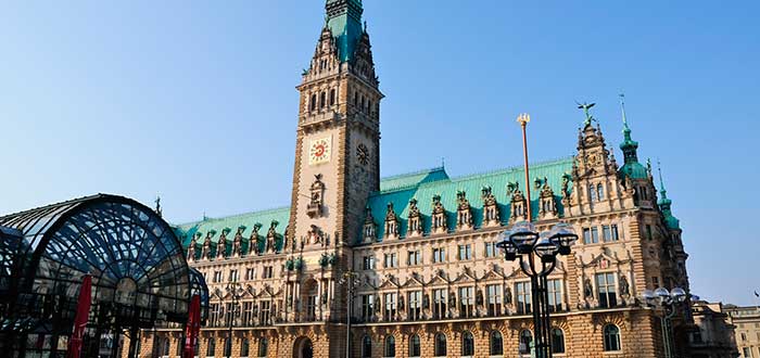 Hamburg Rathaus; el ayuntamiento de Hamburgo