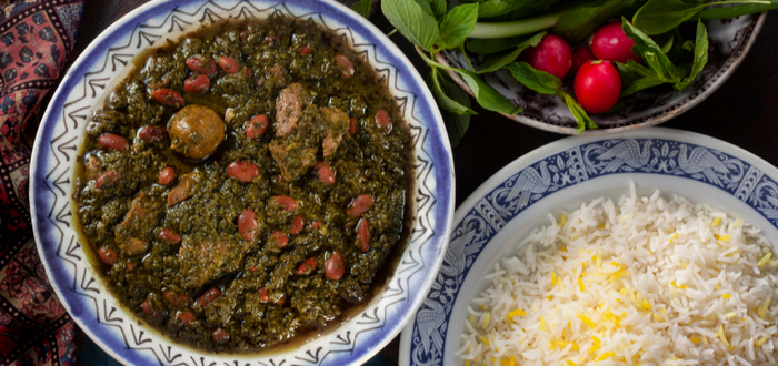 Comida típica de Irán. Ghormeh Sabzi