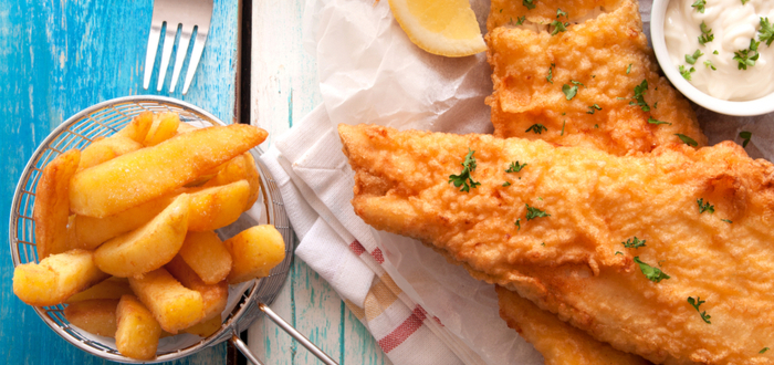 Comida típica de Nueva Zelanda. Fish and Chips